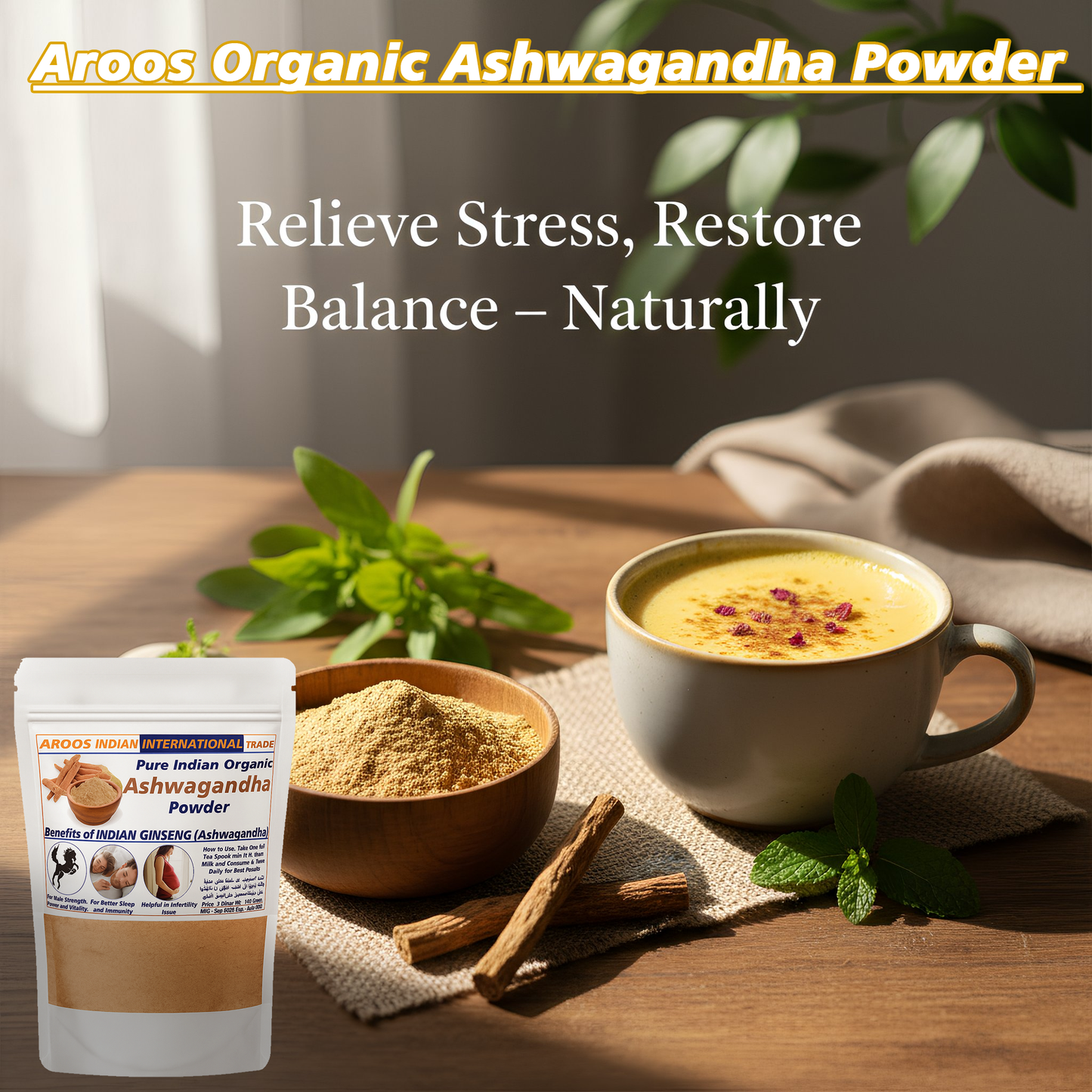 Aroos Organic Ashwagandha Powder(Withania somnifera Or Indian Ginseng) 100gm