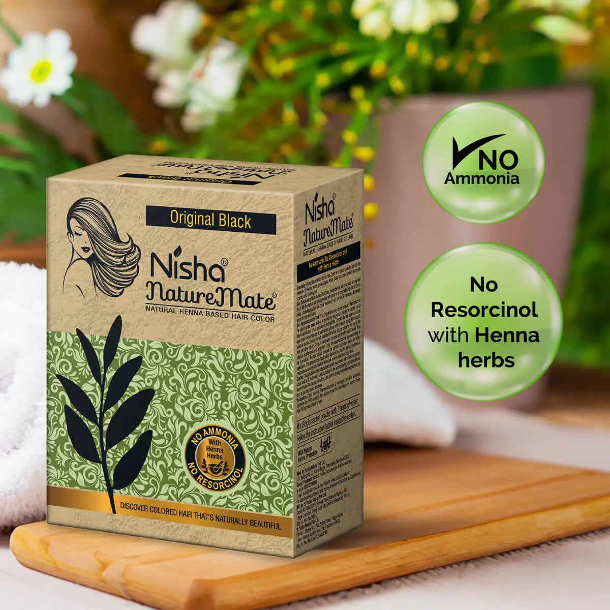 Nisha NatureMate Natural Henna-Based Hair Color Original Black